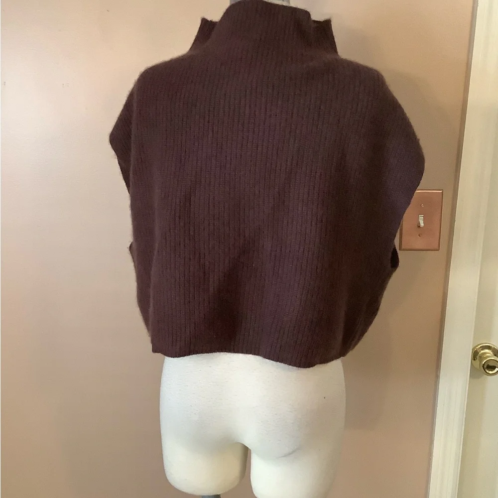 Anthropologie The Enzo Cashmere Poncho Sweater Vest XS Petite Chocolate Brown - Picture 5 of 13